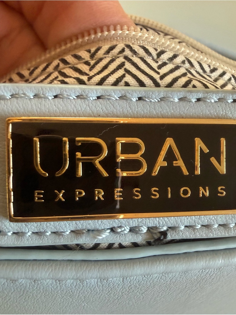Urban Expressions Light Gray Crossbody with Gold Plate